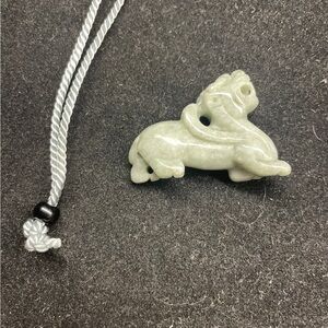 Genuine Certified Jade Dragon Pendant with Rope Necklace